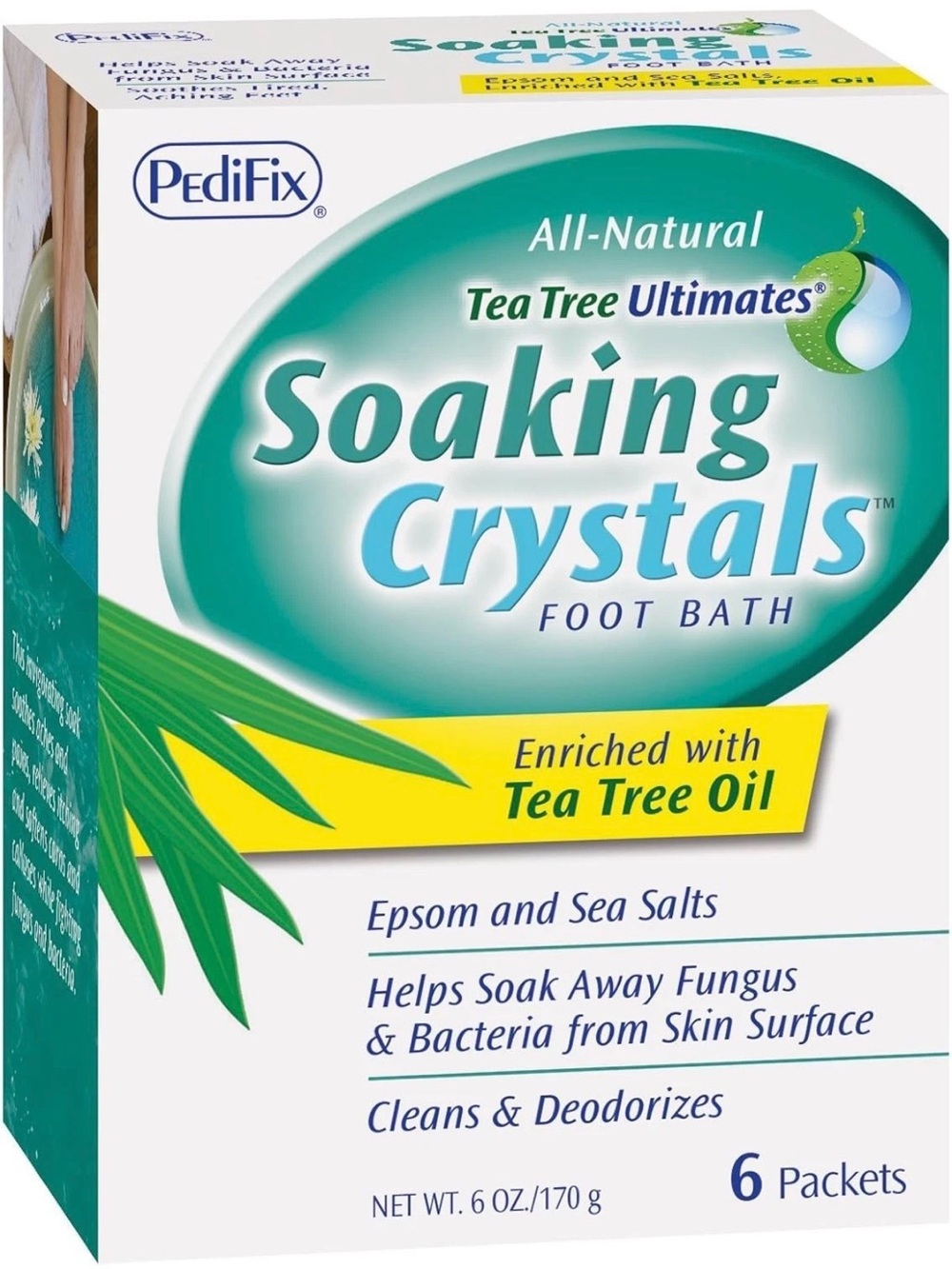 PediFix Tea Tree Fungus Soaking Crystals Foot Bath Epsom Sea Salt 6 packs